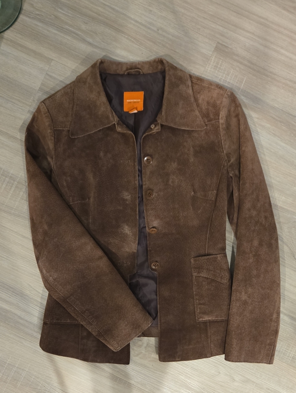 Vintage Anonymous John Carlisle Brown Suede Button-Front Jacket